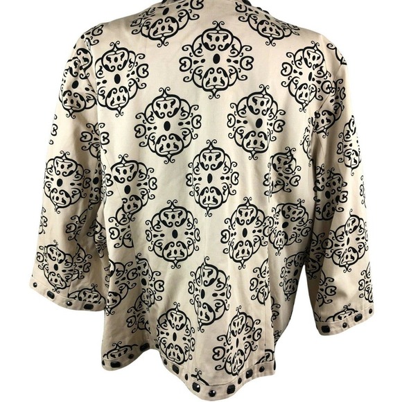 Carole Little Women's Size 3X Beige Black Embellished 3/4 Sleeve Blazer Jacket - Picture 4 of 12